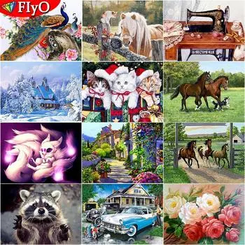 Полная квадратная круглая алмазная картина «Лошади в прерии» Распродажа комплекта для вышивки крестом Алмазная вышивка Животное Вышивка Домашнее украшение Full Round 20X30CM красный