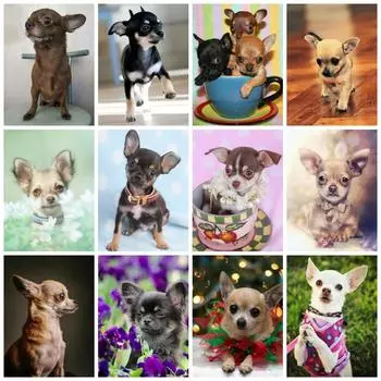 Полная квадратная/круглая алмазная картина мозаика собака милый домашний декор вышивка крестиком животное 5d сделай сам стикер на стену Full Round 20x30CM