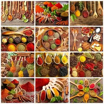 Полная квадратная круглая алмазная картина приправа вышивка мозаика еда пейзаж домашний декор настенное искусство Full Round 20x30CM