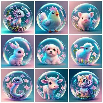 Полная квадратная круглая алмазная картина тигр собака домашний декор 5D сделай сам вышивка мозаика пузырь животные ручной работы подарок Full Round 20x20CM