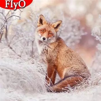 Полная квадратная круглая алмазная картина Зимняя Алмазная вышивка Лиса Мозаика Животное Украшение дома Настенное искусство Full Round 30x30CM