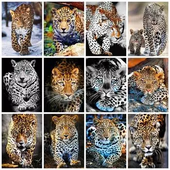 Полная квадратная/круглая алмазная живопись мозаика леопард 5d сделай сам вышивка крестом животное домашний декор Full Round 20x30CM