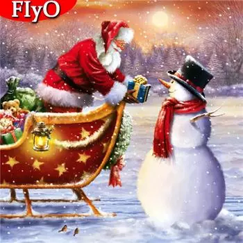 Полная квадратная круглая алмазная живопись Рождественская Алмазная вышивка Снеговик Мозаика Санта-Клаус Домашний Декор Праздничный подарок Full Round 30x30CM