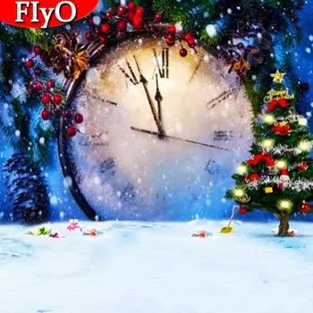Полная квадратная круглая алмазная живопись Рождественские часы Круглая алмазная вышивка Зимний пейзаж Ручная работа Домашний декор Full Round 30x30CM