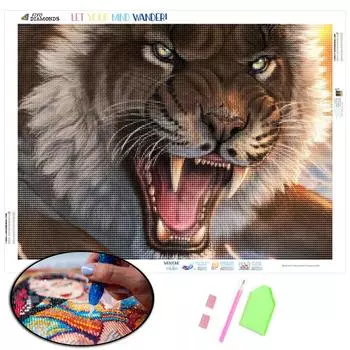 Полная квадратная/круглая алмазная живопись животное DIY Алмазная вышивка распродажа Лев фотографии Стразы Мозаика Вышивка Крестом Декор для дома Full Round (20X30CM)