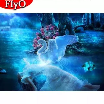 Полная квадратная/круглая алмазная живопись животное DIY Алмазная вышивка распродажа Лебедь фотографии стразами мозаичный декор для дома Full Round (20X30CM)