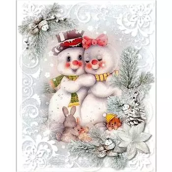 Полная квадратная/круглая дрель 5D DIY Алмазная картина Пара снеговиков 3D Стразы Вышивка крестом 5D Домашний декор Подарок Full Round 20X30CM