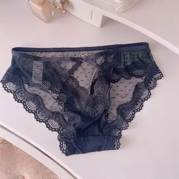 Полная Мода Полая Марля Рукав Средняя-Низкая Талия Кружево Black L