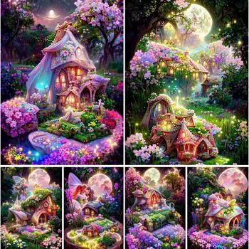 Полная мозаика, алмазная живопись, сказочный дом, 5D Алмазная вышивка, домашний декор, замок мечты, сделай сам, стразы, вышивка крестом S454 Full Round 30x45CM