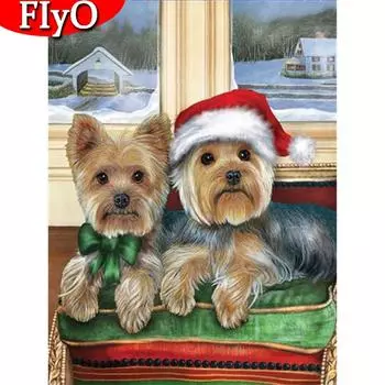 Полная площадь 5D Алмазная вышивка собака подарок ручной работы Новое поступление алмазная живопись животное рукоделие Рождественское украшение Full Round (20X30CM)