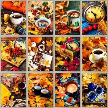 Полная площадь Алмазная картина 5d Diy Кофейная чашка Пейзаж Алмазная вышивка Наборы Мозаика Домашний декор Full Round 20x30CM