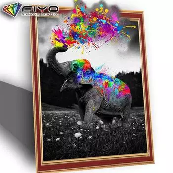 Полная площадь Алмазная картина для струйной печати Слон Алмазная вышивка животное Алмазная мозаика Вышивка крестом Декор для дома Full Round 20X30CM