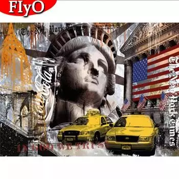 Полная площадь Алмазная картина Нью-Йорк Вышивка крестиком 5D Алмазная вышивка Пейзаж Уличный ремесленный декор для дома Full Round (20X30CM)