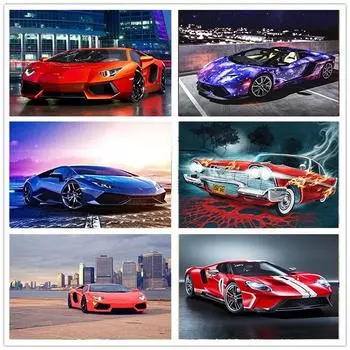 Полная площадь Алмазная мозаика Автомобиль 5D Алмазная картина Вышивка крестом Алмазная вышивка Горный хрусталь 20*30 cm