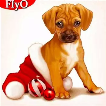 Полный квадратный алмазный комплект для вышивки на Рождество Алмазная картина Собака Животное Стразы Картина Подарок ручной работы Full Round 30x30CM