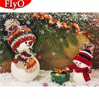 Полная площадь Алмазная вышивка Снеговик 5D DIY Алмазная картина Мультфильм Мозаика Рукоделие Рождественский подарок Full Round (20X30CM)