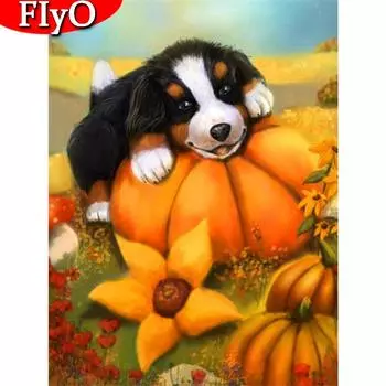 Полная площадь Алмазная вышивка Собака 5D Алмазная картина Животное Мозаика Вышивка крестом Хэллоуин Украшения Full Round 20X30CM