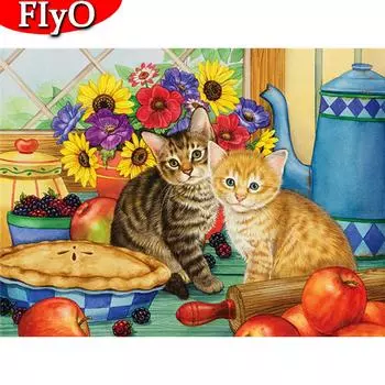 Полная площадь алмазная живопись кошка хобби и ремесла Алмазная вышивка мультяшная мозаика животные украшения на Хэллоуин Full Round (20X30CM)