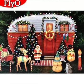 Полная площадь Алмазная картина Рождественская елка Алмазная вышивка Санта-Клаус Вышивка крестиком Мозаика Дом Праздничный подарок Full Round (20X30CM)