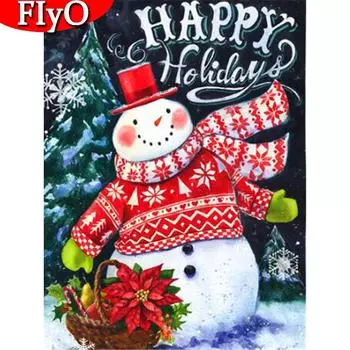 Полная площадь алмазная живопись Рождественский снеговик вышивка крестиком Алмазная вышивка мультфильм ремесленное искусство украшение дома Full Round (20X30CM)