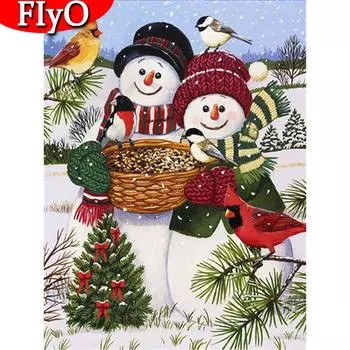 Полная площадь алмазная живопись Снеговик ремесла Новое поступление Алмазная вышивка мультфильм горный хрусталь картина зимняя настенная живопись Full Round (20X30CM)