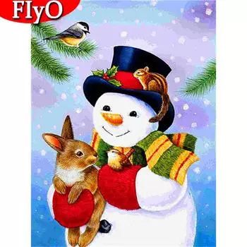 Полная площадь алмазная живопись Снеговик вышивка крестиком Алмазная вышивка мультфильм мозаика зимнее украшение дома Full Round (20X30CM)