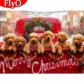 Полная площадь алмазная живопись собака вышивка крестиком Новое поступление Алмазная вышивка животных мозаика зимнее рождественское украшение Full Round (20X30CM)