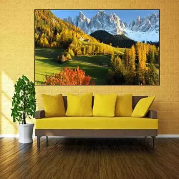 Полная вышивка 5D DIY Алмазная картина Осенний пейзаж Альп Вышивка крестом 20X30CM