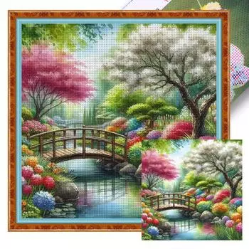 Полная вышивка эко-хлопковая нить 14CT напечатанный пейзаж крестиком 50x50см Великобритания