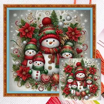 Полная вышивка эко-хлопковая нить 14CT счетная рождественская вышивка крестом снеговик 45x45см