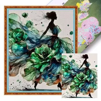 Полная вышивка эко-хлопковой нитью 11CT с принтом для девочек, набор для вышивки крестом, искусство 1