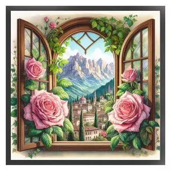 Полная вышивка эко-хлопковой нитью 11CT Печатные окна Цветы Вышивка крестом # 1