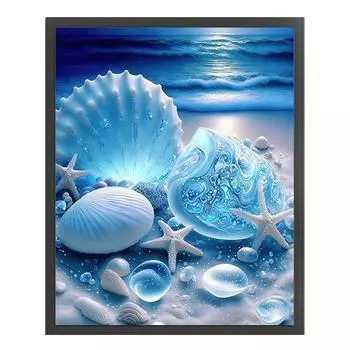 Полная вышивка эко-хлопковой нитью 11CT с принтом ракушек на пляже, вышивка крестом 40x50см