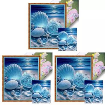 Полная вышивка эко-хлопковой нитью 11CT с принтом ракушек на пляже, вышивка крестом 40x50см