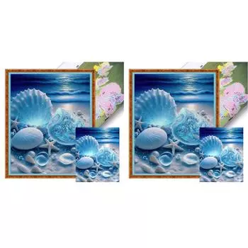 Полная вышивка эко-хлопковой нитью 11CT с принтом ракушек на пляже, вышивка крестом 40x50см