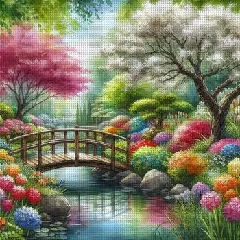 Полная вышивка эко-хлопковой нитью 14CT с принтом пейзажа крестиком 50x50см