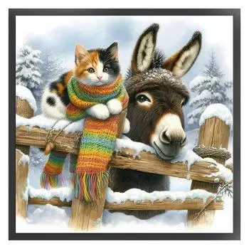 Полная вышивка эко-хлопковой нитью 14CT с принтом осла и кота, вышивка крестом 40x40 см