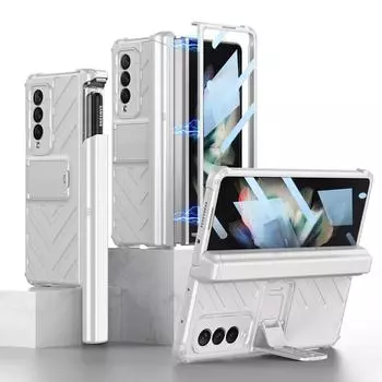 Полная защита экрана стеклянная пленка чехол для Samsung Galaxy Z Fold 4 Fold3 Fold4 Fold 3 5g Zfold4 Zfold3 подставка держатель Coque No Pen чёрный