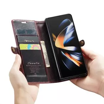 Полная защита, кожаный чехол-сумка для телефона с слотом для карт памяти для Samsung Galaxy Z Fold 4 5g Fold4 Fold 3 Fold3 Zfold4, противоударный чехол for Samsung z fold 3 коричневый