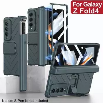 Полная защита на 360 градусов, чехол для ручки для Samsung Galaxy Z Fold 4, 5 г, магнитный шарнир, регулируемый кронштейн, жесткий чехол для ручки ПК NO S Pen