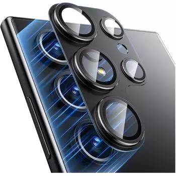Полная защита объектива камеры Защитная крышка для Samsung Galaxy S24 Ultra S23 Plus S24Ultra S23Ultra S24Plus S23Plus 5G Аксессуары из закаленного стекла S24 чёрный