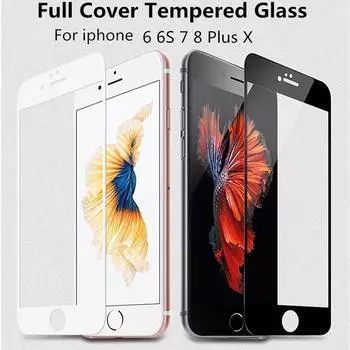 Полноэкранное закаленное стекло для iPhone 5 5S 5C SE 6 6S 7 8 Plus X