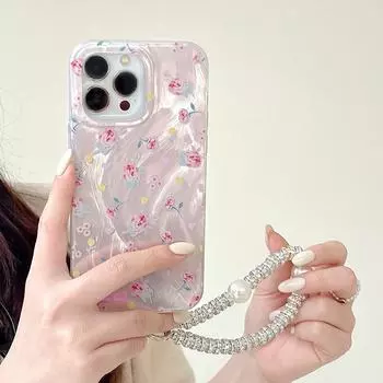 Полноэкранный чехол с маленькими цветочными фрагментами розы для iPhone 15 14 13 12 11 Pro Max, защитный чехол из перьев с большим отверстием для телефона For iPhone 12 ProMax