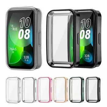 Полноэкранный протектор для Huawei Band 8, гальванический защитный чехол из ТПУ, чехол-бампер For Huawei Band 8 прозрачный