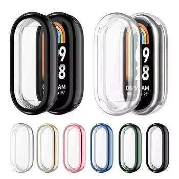 Защитная пленка для всего экрана Xiaomi Mi Band 9/8 NFC с гальваническим покрытием TPU защитный чехол-бампер For Xiaomi Mi Band 8 прозрачный