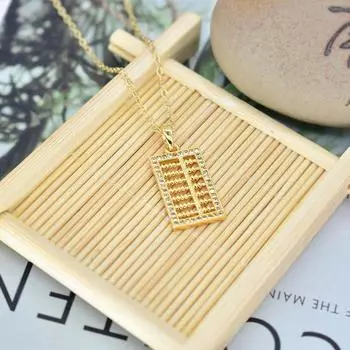 Полное бриллиантов, маленькое ожерелье Abacus, простой темперамент, слегка инкрустированное тем же дизайном, изысканная крестообразная цепочка из титановой стали