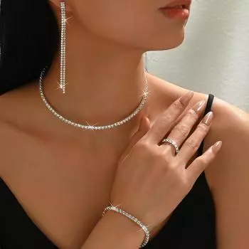 Полное бриллиантовое колье, серьги, браслет, кольцо, комплект ювелирных изделий премиум-класса Generation