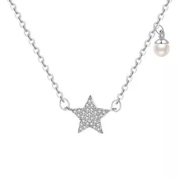 Полное бриллиантовое пятиконечное жемчужное ожерелье со звездой, симпатичная цепочка-воротник со звездой, легкая, роскошная, маленькая, чувственная, женская