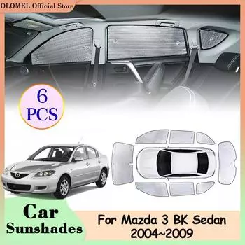 Полное покрытие для Mazda 3 BK Axela Sedan 2004~2009 Солнцезащитные шторки для автомобиля Заднее боковое окно Ветровое стекло Солнцезащитный козырек Анти-УФ-защитная шторка Аксессуары