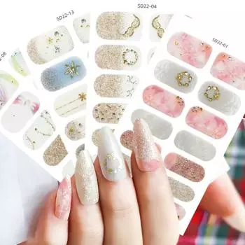 Полное покрытие гелевые наклейки для ногтей Снежинка Самоклеящиеся наклейки для ногтей Маникюр DIY SD22-02